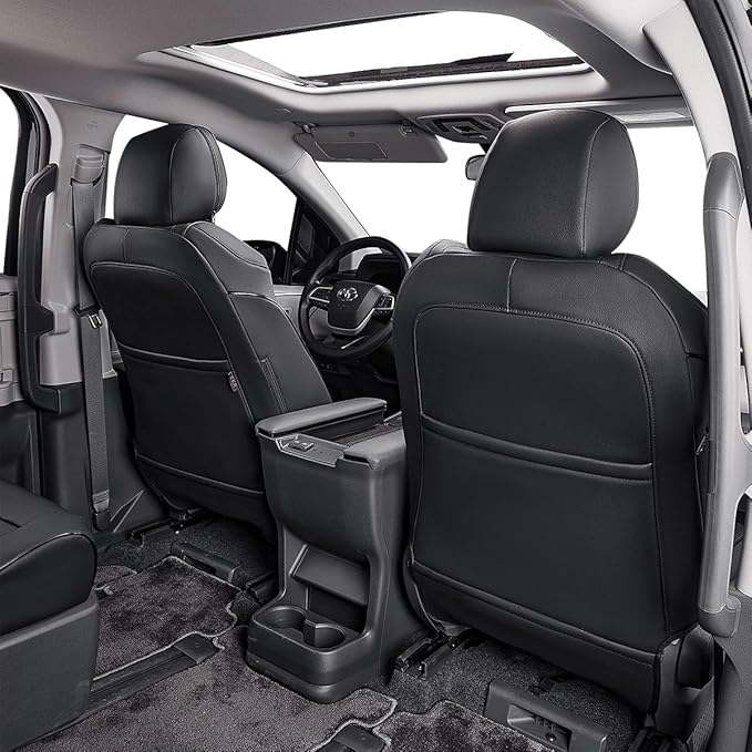 EKR Sienna Seat Covers for Toyota Sienna XLE,XSE,7-Passenger Seating,2nd Row Captain Chairs 2021-2026,Front Seat and Rear Sea