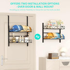 HapiRm Hat Organizer for Baseball Caps - 2 Tier Over the Door & Wall Mounted Hat Rack with 2 Adjustable Metal Basket, Storage