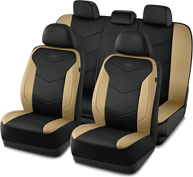 Skechers Memory Foam Seat Covers,Leather Car Seat Covers, Ultimate Comfort & Support Seat CoversFull Sets,Airbag Compatible, 