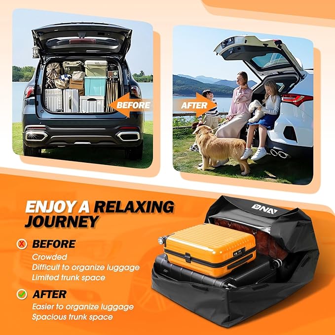DNA Motoring Car Rooftop Waterproof Bag, 17 Cubic Feet Waterproof Car Roof Luggage Bag, Heavy Duty Car Roof Cargo Carrier Bag, Car Roof Bag, w/ 8 Reinforced Straps, TOOLS-00423