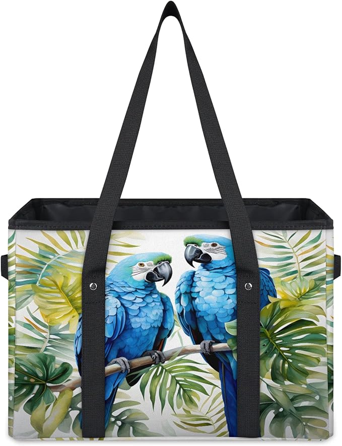Reusable Grocery Bags Heavy Duty Shopping Bags Foldable Large Tote Bags with Long Handles & Hard Bottom