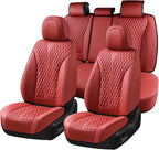 Coverado Car Seat Covers Full Set, Waterproof Nappa Leather Seat Covers for Cars, Front and Back Car Seat Protector, Luxury C