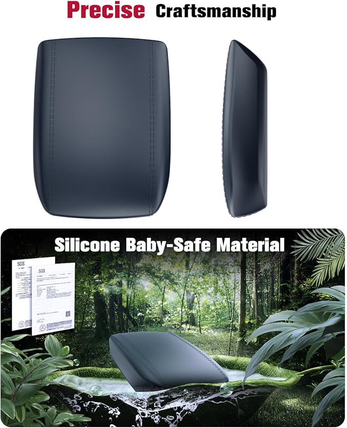 for 2023~2026 Chevy Colorado& GMC Canyon 2-in-1 Silicone Center Console Armrest Cover& Armrest Hidden Privacy Tray - [OEM Design& Friendly Liquid Silicone Rubber] - Thin Black