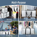 12 Pack Extra Heavy Duty Large Moving Bags with Strong Zipper & Comfortable Handles, Sturdy & Durable Clothes Storage Bags To