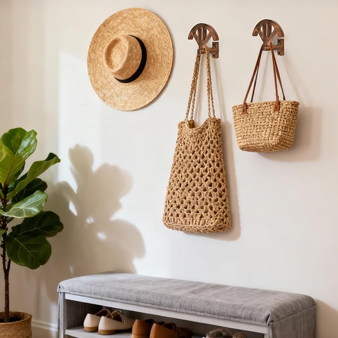 Wall Mounted Denim Hat Rack, Adjustable Shape Retention Hat Rack, Wooden Wall Mounted Hat Display Rack for Cowboy Hats and Ba