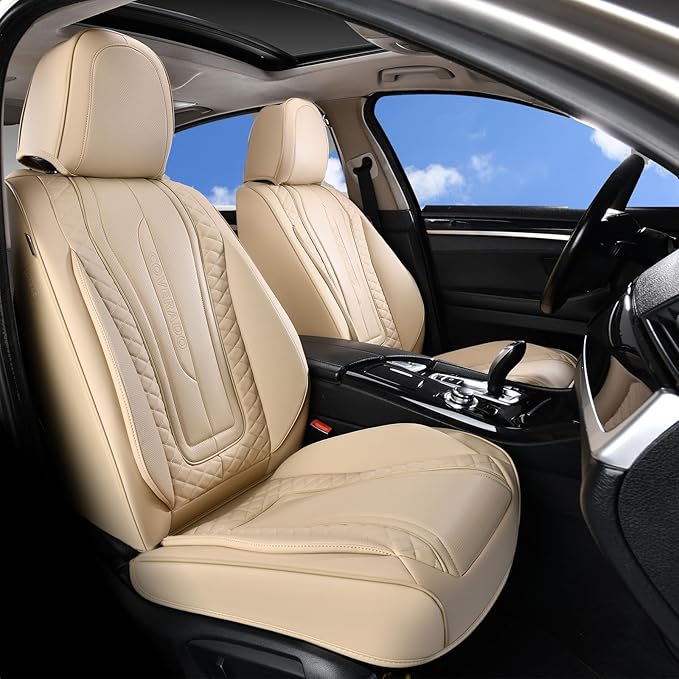 Coverado Car Seat Covers, Front Seat Cover 2-Pack, Faux Leather Waterproof Seat Covers, Car Seat Protectors,Driver Seat Cover