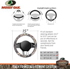 Mossy Oak Full Camo Steering Wheel Cover - Made from Premium Cotton Twill, Universal Fit for 14 1/2 to 15 inches - Official L