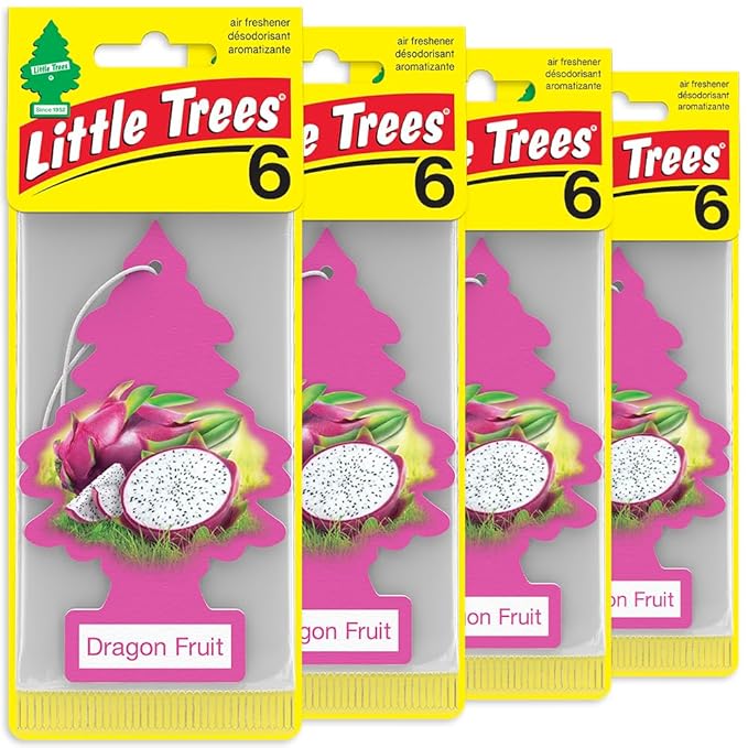 LITTLE TREES Car Air Freshener | Hanging Tree Provides Long Lasting Scent for Auto and Home | 24 Air Fresheners |Dragon Fruit