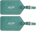 Personalized Monogrammed Leather Luggage Tags - 2 Pack