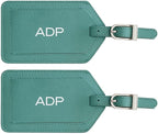 Personalized Monogrammed Leather Luggage Tags - 2 Pack