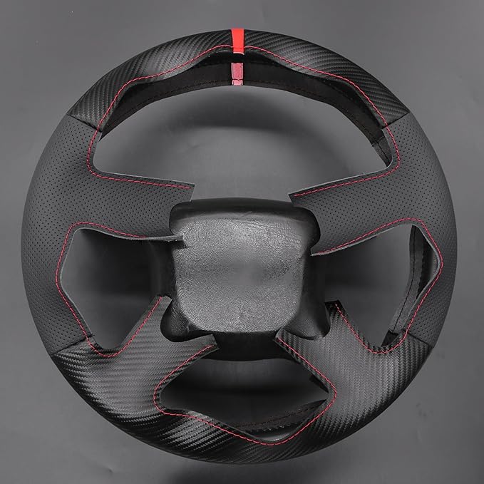 MEWANT Steering Wheel Cover for Chevy Silverado 1500 Astro Blazer Kodiak S10 Made of Matte PU Carbon Fiber Real Leather