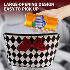 Car Backseat Organizer, Argyle Pattern Auto Seat Gap Storage Bag with Bowknot Decor, Vehicle Interior Hanging Organizer for Small Items, Universal for Most Cars