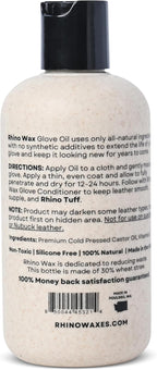 Rhino Wax - Baseball Glove Oil 8 oz (Not Made in China) - Softens & Hydrates Leather Fibers - Improves Ball Gloves Flexibilit