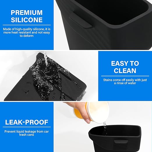 2PCS Door Side Trash Can for 2019-2024 2025 Toyota RAV4 Accessories Trash Bin with Handle Silicone Garbage Can (Left & Right Side)
