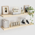 Vivelove Natural Wood Floating Shelves 36”，8 inch Deep Floating Shelf with Invisible Brackets, Unfinished Wall Shelves for Li