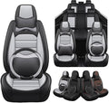 Seat Covers for Ford Expedition Max 2018-2026 8 Seaters, Compatible Airbag Non-Slip Waterproof Leather Seat Protector, Luxury Car Seat Cover Full Set with Pillow Steering Wheel Covers, Black Gray
