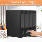 HUA JIE 2 Pack A4 Storage File Boxes Archives Case,65mm Spine,Box File Document Storage Box with Metal Clip for Office School