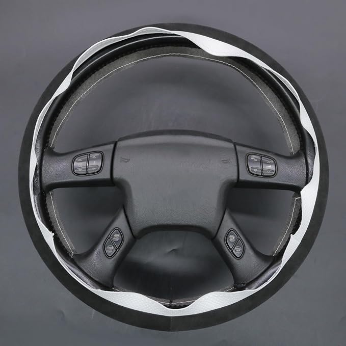 MEWANT Hand Stitched Steering Wheel Cover for Chevy Silverado 1500 2003-2006 9002 Athsuede Faux Leather Steering Wrap