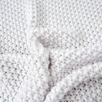 Chunky Cable Knit Throw Blanket Lightweight White 100% Organic Cotton Blanket for Sofa Couch Bed Baby Nursery, Rustic Shabby 