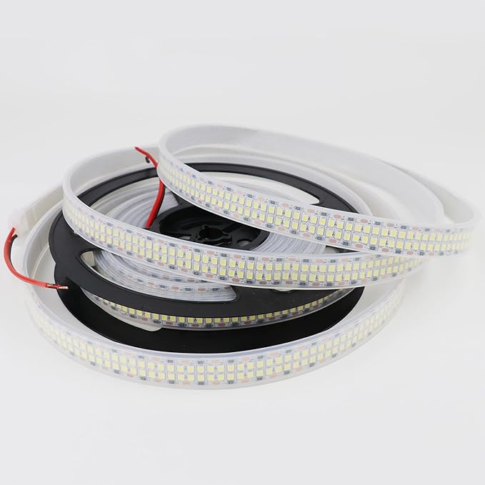 LED Strip Lights Cold White 6500K 16.4ft/5M Double Row 2835 SMD 2400LEDs DC 24V Daylight Bright Dimmable Flexible LED Tape Light Waterproof IP67 Outdoor Lighting(No Adapter and Dimmer)