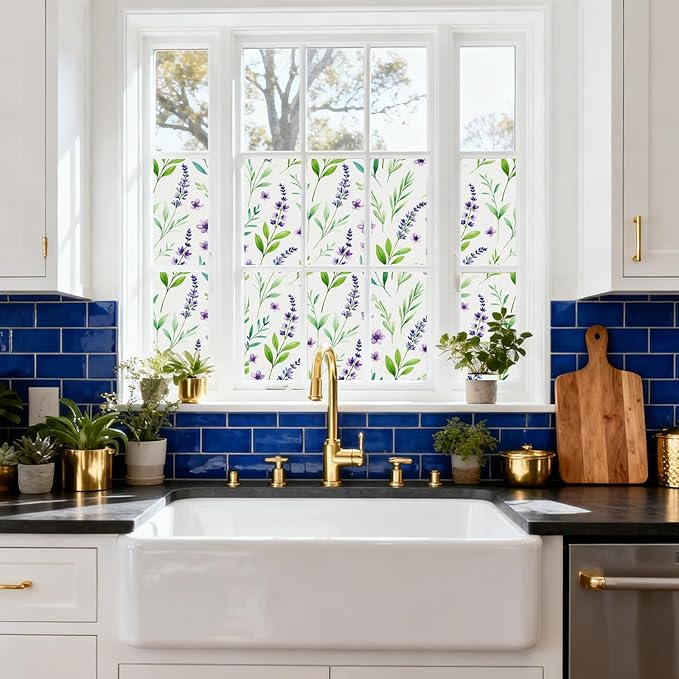 SOMWISE Frosted Glass Window Film, Heat Insulation, UV Block, Anti-Glare, One Way Privacy Tint, Static Cling for Home Bathroom Door, Renter Friendly, Day & Night Privacy
