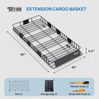 TUFFIOM 84"x 39"x 6" Rooftop Cargo Carrier, Universal Steel Roof Rack Basket w/Net+Storage Bag+Straps, Heavy Duty Extensionable Car Top Rack Luggage Holder Carrier Basket for SUV Car Truck Van