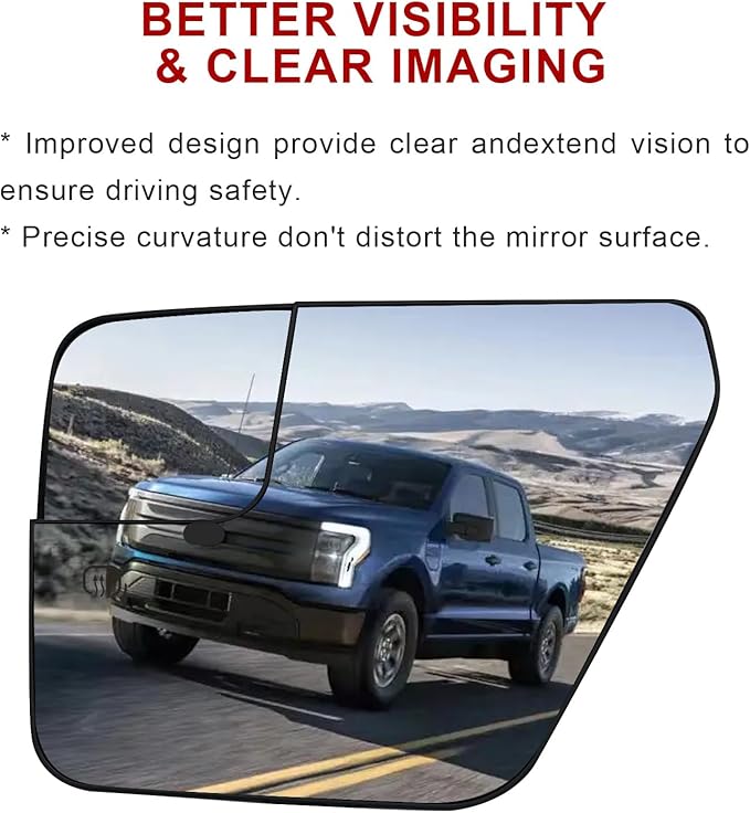 Driver Side Mirror Replacement for Ford F150 2022 2023, Left Exterior Side Rearview Mirrors Glass, with Backing Plate, Power 