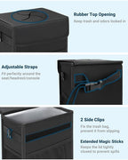Capolo Car Trash Can with Lid, Leakproof Car Trash Bag Hanging Waterproof Automotive Garbage Can with Storage Pockets Mini Vehicle Trash Bin for Back/Front Seat(Black,3 Gallon)