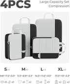 Percover Compression Packing Cubes 4-Piece Set, Packing Cubes Compression for Travel with Label Pockets, Travel Organizer for