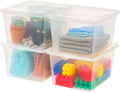 IRIS USA 4-Pack Storage Bins with Lids, 25 Quart, Clear Stackable Containers Box Organize Shoes Closet Shelves Clothes Blanke