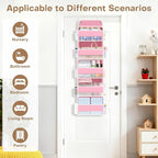 SpaceWhisper Over the Door Organizer, 5 Large Pocket Hanging Storage Organizer with 40lb Capacity, Space Saving for Nursery, 