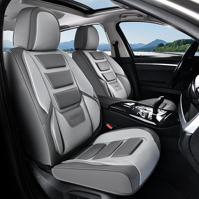 Coverado Car Seat Covers Full Set, Seat Covers for Cars, Front Seat Covers and Back Seat Cover Waterproof Leather Automotive 
