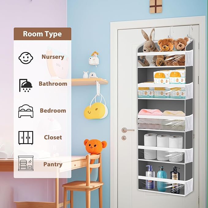 KYEVIS Holds 60 Caps Over the Door Hat Organizer for Baseball Caps,5-Tier Large Capacity Hat Rack Storage for Closet Door, Cl