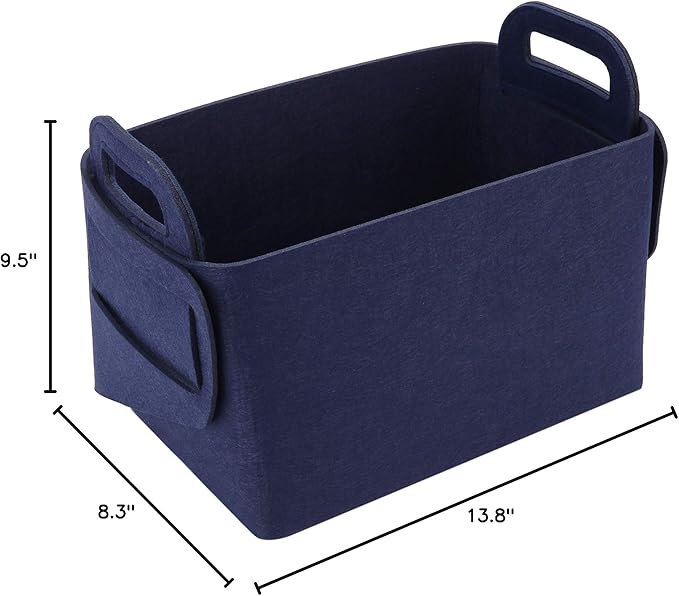 Minoisome Storage Basket Felt Storage Bin Collapsible& Convenient Box Organizer with Carry Handles for Office Bedroom Closet 