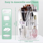 seinlife 360 Rotating Makeup Organizer,DIY Adjustable Spinning Holder,Foldable Cosmetic Storage Display box,Large Capacity Ma