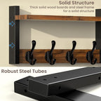 29'' Rustic Coat Rack Wall Mount with Shelf, Solid Wood Coat and Key Hanger with 11 Metal Hooks, Farmhouse Wall Organizer for