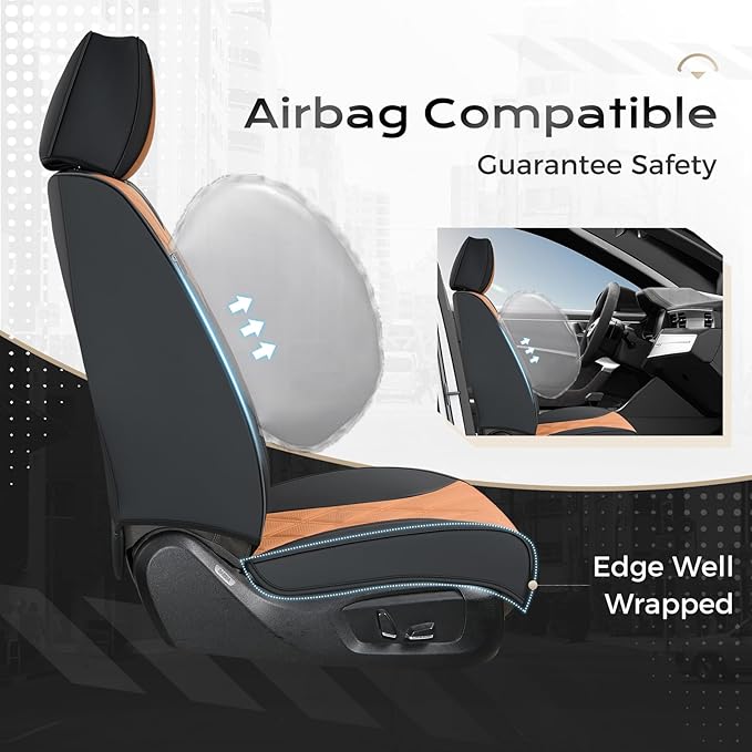 Coverado Car Seat Covers Full Set, Seat Covers for Cars, Front Seat Covers and Back Seat Cover Waterproof Leather Automotive 