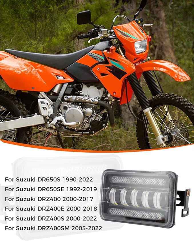 LED Headlight Light Bar Kit with Mounting Bracket for Suzuki DR650S DR650SE DRZ400 DRZ400S DRZ400SM - 4800LM High/Low Beam, 6