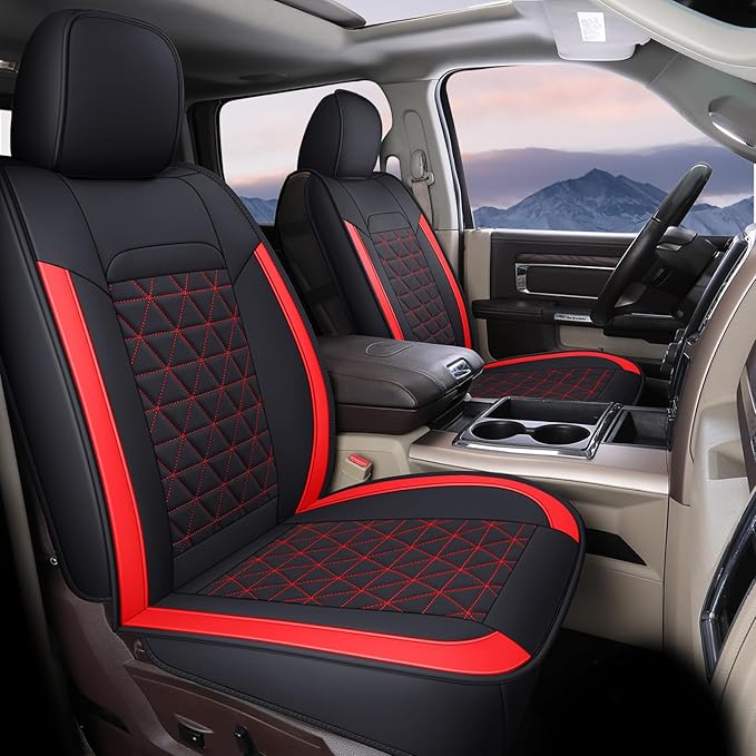Coverado Seat Covers for Dodge Ram, Waterproof Front Car Seat Covers for Truck Compatible with 2002-2026 Dodge Ram 1500 2500 