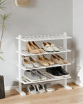 Varhomax White Shoe Rack, 4-Tier Bamboo Shoe Rack Organizer for Closet and Entryway, Thick Wooden Free Standing Shoe Shelf fo