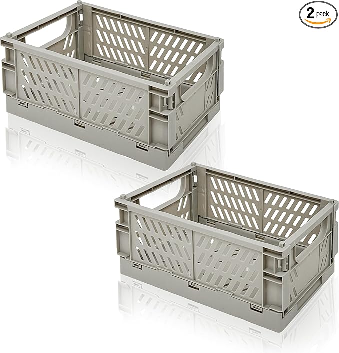 2 Pack Mini Foldable Small Plastic Baskets for Organizing and Storage，Collapsible Storage Crates,Mini Bins for Home Kitchen B