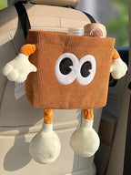 Car Cute 2 in 1 Trash Can with Tissue Holder Box Seat Back Bag Hanging over the Seat Organizer Plush Cartoon Animal Storage Garbage,Brown