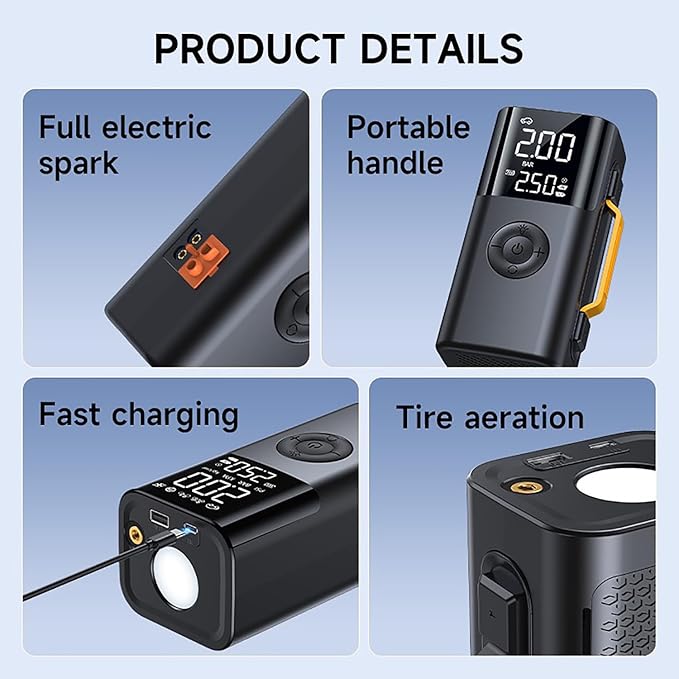 10000A Car Battery Jump Starter(for All Gas or up to 12L Diesel) Powerful Car Jump Starter with Dual USB Quick Charge and DC