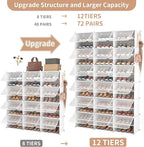ROJASOP Portable Shoe Rack Organizer with Door, 72 Pairs White Shoe Storage Cabine Covered Shoe Rack Shoe Organizer for Close