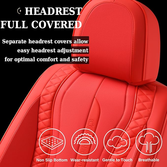 Coverado Car Seat Covers Full Set, Front Seat Cover and Back Seat Covers for Cars, Faux Leather Waterproof Seat Covers, Car S