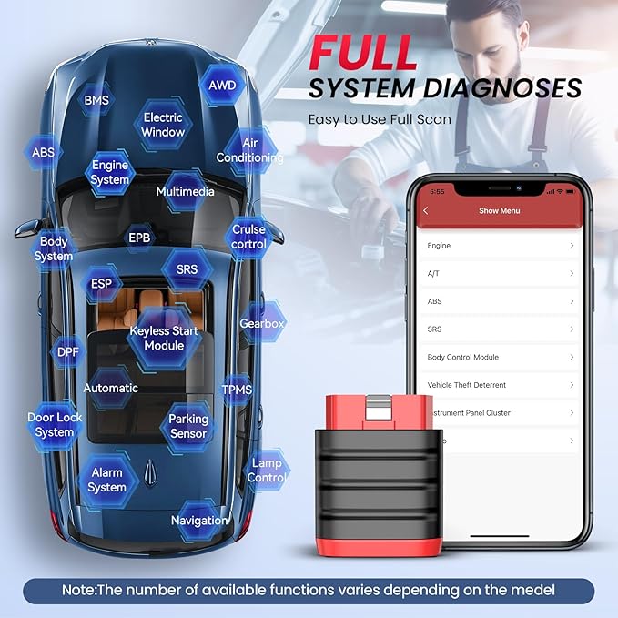 THINKCAR Thinkdiag Mini Bluetooth OBD2 Scanner Diagnostic Tool, OE Full-System Car Scanner for iOS & Android, Check Engine