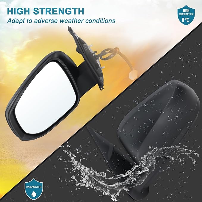 Left Driver Side Mirror Compatible With 2016 2017 2018 2019 2020 2021 2022 Toyota Tacoma With Manual Folding Power Glass Heated Matte Black Replace#8794004230 (5Pins)