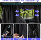 5Pcs Car Window Shades, 4 Pcs Car Side Window Sun Shades & 1 Rear Seat Divider Curtain with Storage Bag, UV Protection Baby Window Covers, Privacy Protection Window Screen Fit for Most of Cars