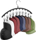 Hat Hangers for Closet, Metal 1 Pack Hat Organizer Holder for Hanger Closet Display, Hat Racks for Baseball Caps w/10 Clips, 