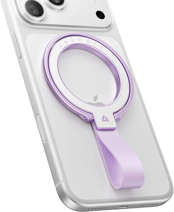 andobil [2026 Unrivaled Stability] Magnetic Phone Grip Holder for MagSafe Ring Stand Holder Kickstand Compatible with MagSafe Accessories for iPhone 17 Air 16 Pro Max Plus 15 14 13 12&Android, Purple